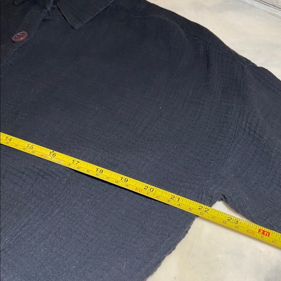 Free People Sunstreaks Black Cotton Gauze Button Front-Tie Shirt XS - Picture 5 of 6
